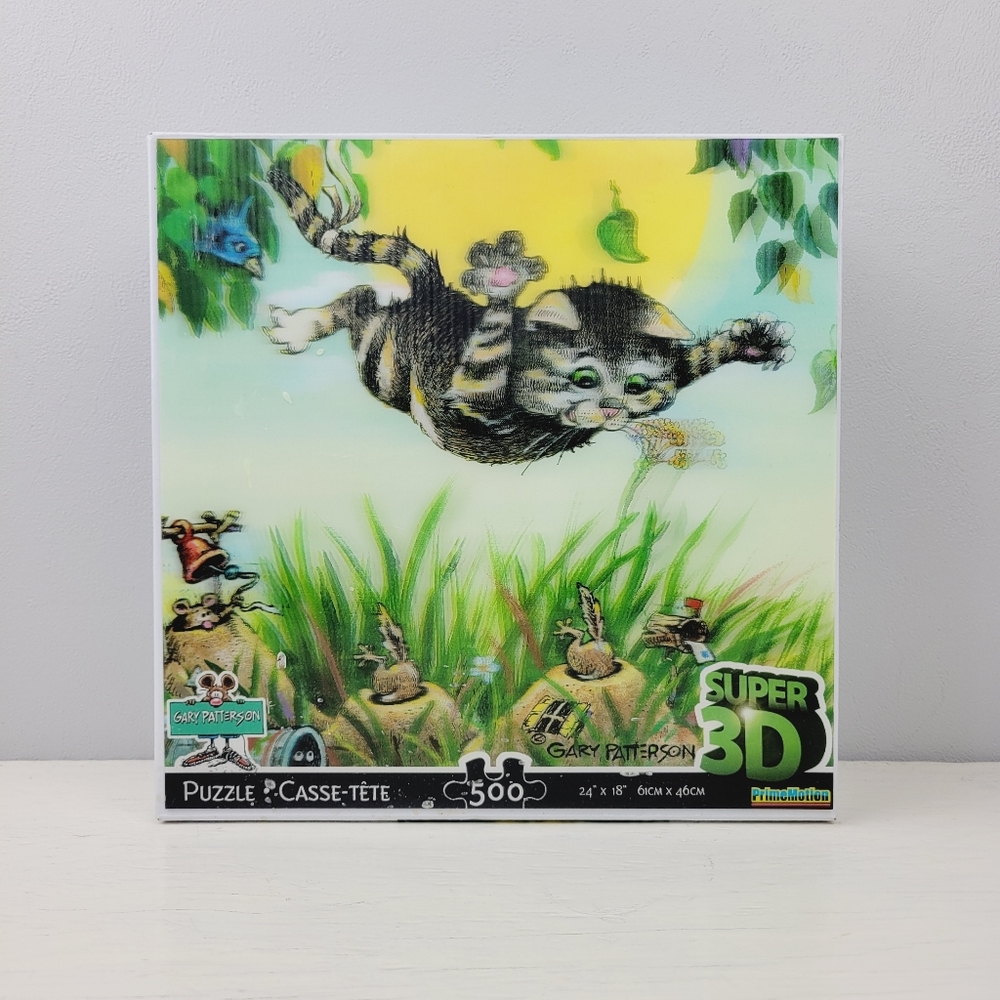 Gary Patterson Super 3D Prime Motion 500 Piece Puzzle Cat and Mouse